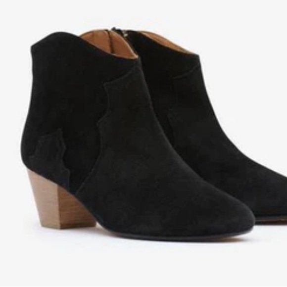 Isabel Marant Black Dicker Suede Ankle Booties - Picture 1 of 2
